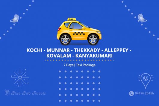 Kochi Munnar Thekkady Alleppey Kovalam Kanyakumari Taxi Package (7 days) - P#0003