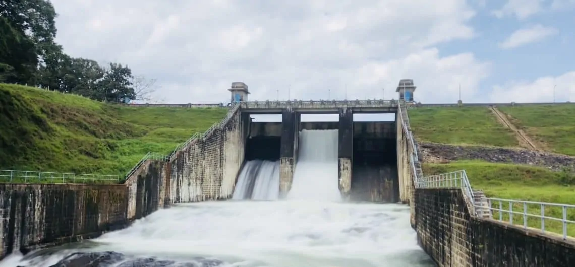 a beautiful view shutters opened in a dam