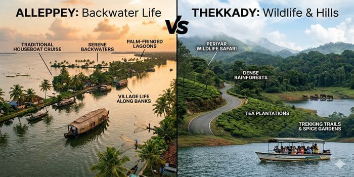 Alleppey vs Thekkady – Which Is Better for Your Kerala Trip? 1 Alleppey vs Thekkady